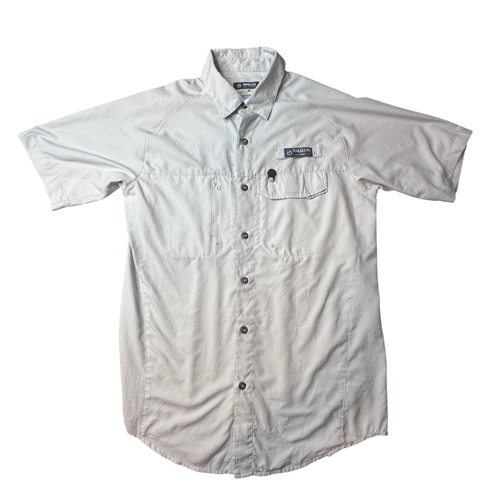 Magellan Shirt Men S Gray Pro Angler Fish Classic Fit Short Sleeve Vented Button
